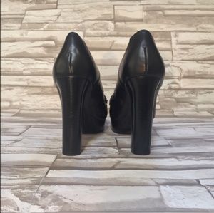 MARC FISHER black platform chunky loafer heels